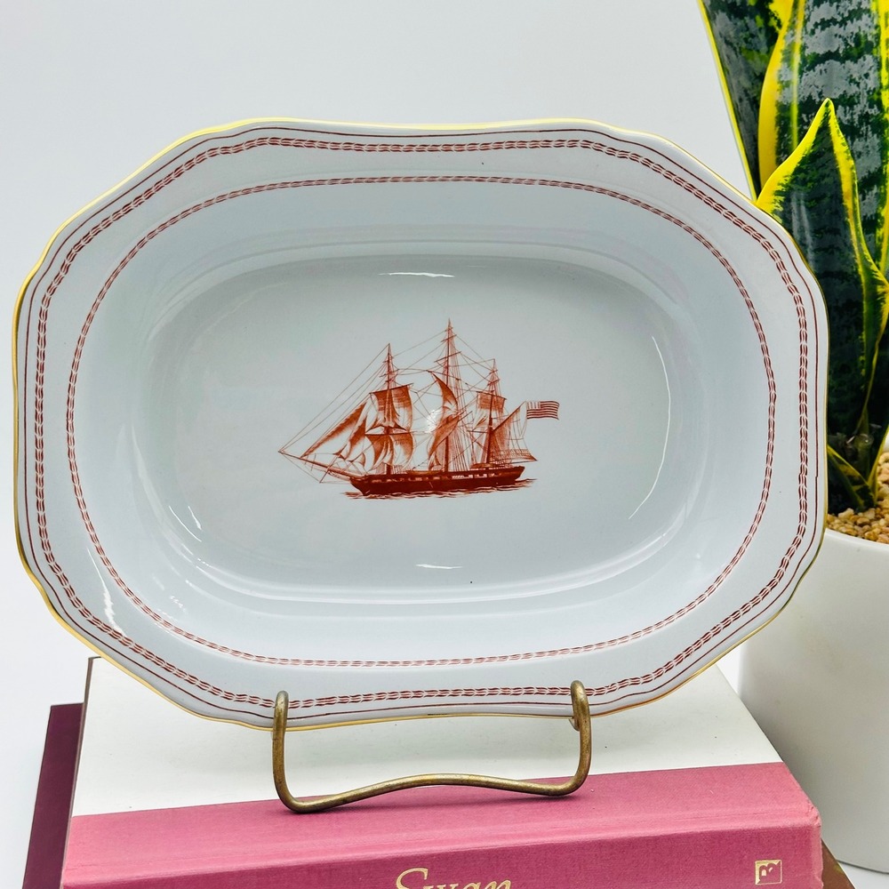 Vintage Spode Trade Winds Red Ship Friendship of Salem Vegetable Bowl 9.5"